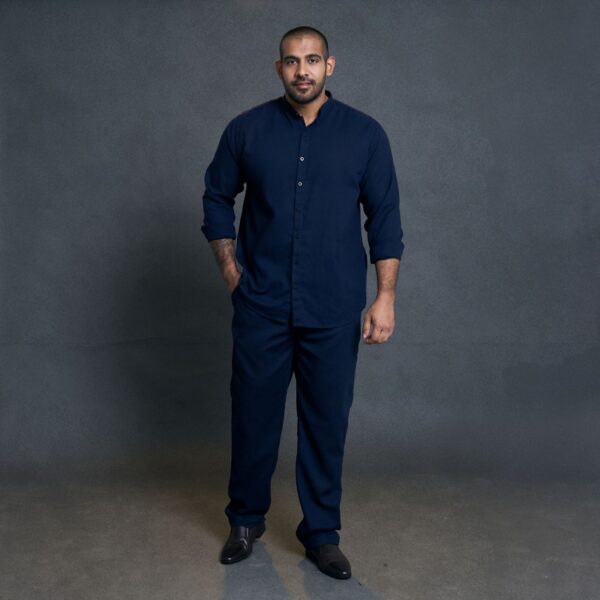 Gent Casual Linen Shirt - NAVY BLUE